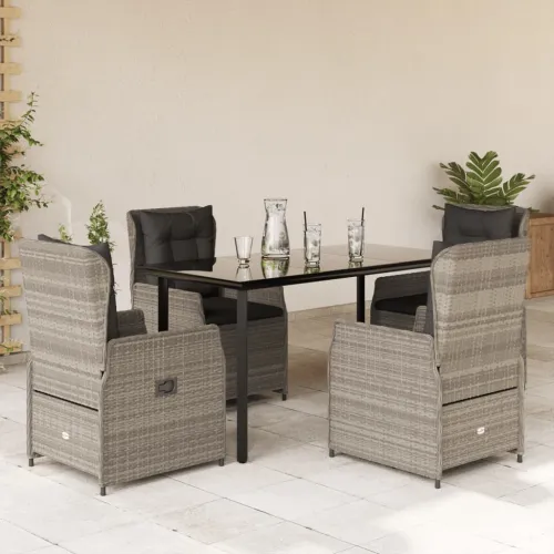 Vrtna garnitura - 5-dijelni vrtni blagovaonski set od poliratana s jastucima sivi - Svjetlosiva 140 x 70 x 74 cm 4 Cijena