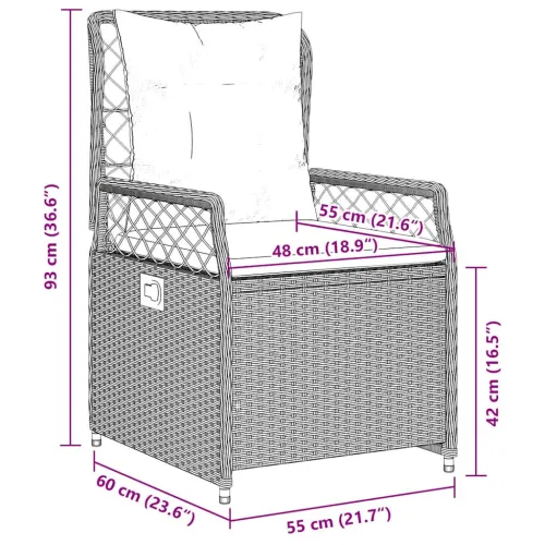 Vrtna garnitura - 5-dijelni vrtni blagovaonski set s jastucima od poliratana crni - Crna 140 x 70 x 74 cm 4 Cijena