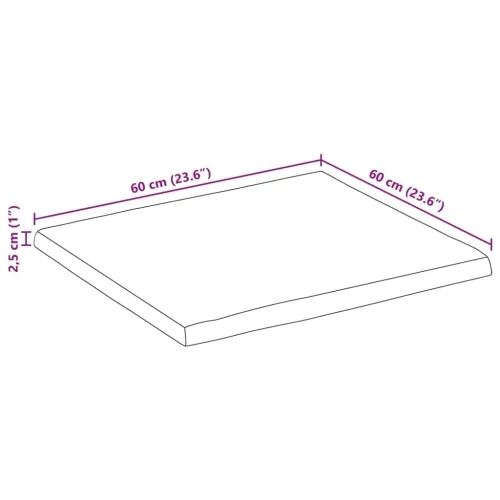 Stolna ploča 60x60x2,5 cm od masivnog drva manga sa živim rubom - Drvo manga (završna obrada od hrastovine) 60 x 60 cm 25 mm Cijena