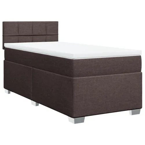 Boxspring - Krevet s oprugama i madracem tamnosmeđi 90 x 190 cm od tkanine - Tamno smeđa 90 x 190 cm Blok s kvadratima Tamno sme Cijena