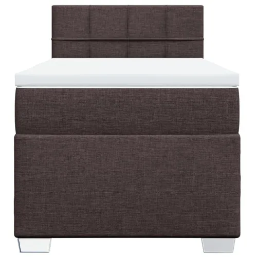 Boxspring - Krevet s oprugama i madracem tamnosmeđi 90 x 190 cm od tkanine - Tamno smeđa 90 x 190 cm Blok s kvadratima Tamno sme Cijena