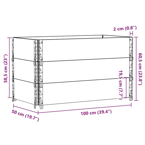 Okviri za palete 3 kom crni 100 x 50 cm od masivne borovine - Crna 100 x 50 cm 3 Cijena