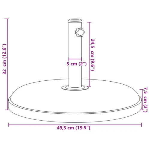 Baza suncobrana za stupove Ø 32/35/38 mm 25 kg okrugla - Tamno siva 25 kg Cijena