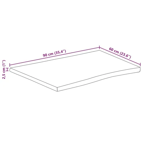 Stolna ploča 90x60x2,5 cm od masivnog drva manga sa živim rubom - Drvo manga (završna obrada od hrastovine) 90 x 60 cm 25 mm Cijena