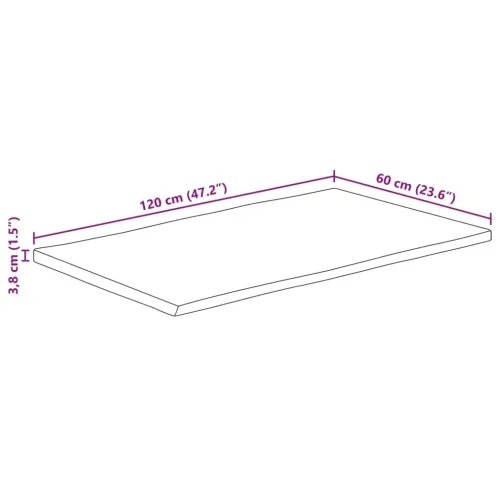 Stolna ploča 120x60x3,8cm od masivnog drva manga sa živim rubom - Drvo manga (završna obrada od hrastovine) 120 x 60 cm 38 mm Cijena