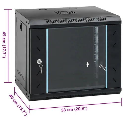 9U Zidni mrežni ormarić 19” IP20 53x40x45 cm - Crna 530 x 400 x 450 mm Crna 530 x 400 x 450 mm Cijena