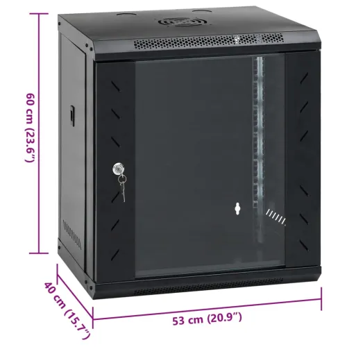 Zidni komunikacijski ormar 12U 19 ” IP20 53 x 40 x 60 cm - Crna 530 x 400 x 600 mm Cijena