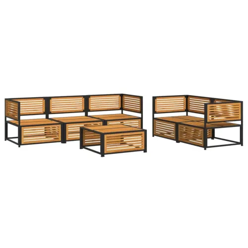 6-dijelna set vrtnih sofa s jastucima masivno bagremovo drvo - Krema 4x kutna + srednja + stol Cijena