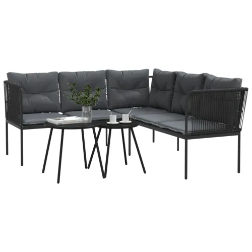 Set vrtnih sofa s jastucima crni od čelika i tekstilena - linija 1 Cijena