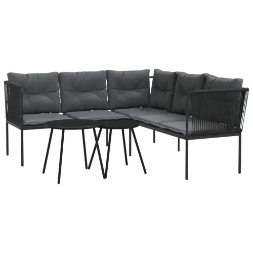 Set vrtnih sofa s jastucima crni od čelika i tekstilena - linija 1 Cijena