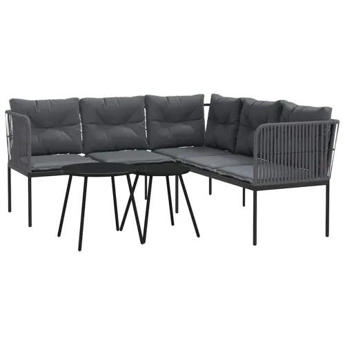 Set vrtnih sofa s jastucima crni od čelika i tekstilena - Uže 1 Cijena
