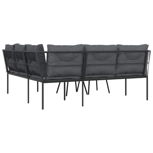 Set vrtnih sofa s jastucima crni od čelika i tekstilena - Uže 1 Cijena