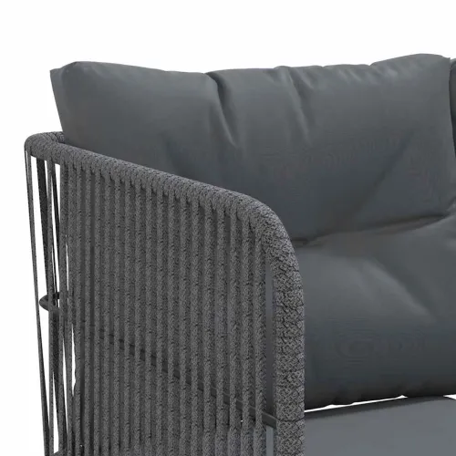 Set vrtnih sofa s jastucima crni od čelika i tekstilena - Uže 1 Cijena