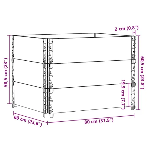 Okviri za palete 3 kom crni 80x60 cm od masivne borovine - Crna 80 x 60 cm 3 Cijena