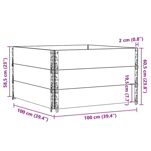 Okviri za palete 3 kom crni 100x100 cm od masivne borovine - Crna 100 x 100 cm 3 Cijena
