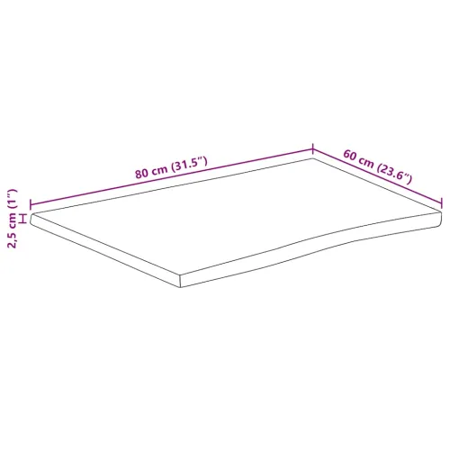 Stolna ploča sa živi rub 80x60x2,5 cm masivno grubo drvo manga - Grubo drvo manga (prirodno) 80 x 60 cm 25 mm Cijena