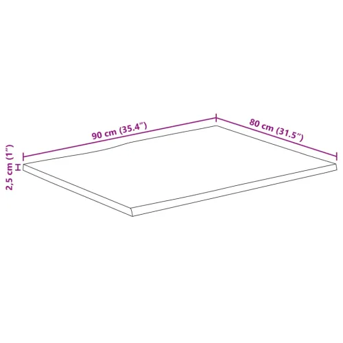 Stolna ploča sa živi rub 90x80x2,5 cm masivno grubo drvo manga - Grubo drvo manga (prirodno) 90 x 80 cm 25 mm Cijena