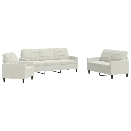 3-dijelni set sofa s jastucima krem baršunasti - Krema 1 Bez oslonca za noge Krema Cijena