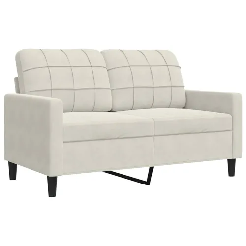 2-dijelni set sofa s jastucima krem baršunasti - Krema 1 Bez oslonca za noge Cijena