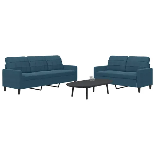 2-dijelni set sofa s jastucima plavi baršunasti - Plava 1 Bez oslonca za noge Cijena
