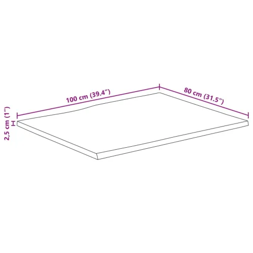 Stolna ploča sa živi rub 100x80x2,5cm masivno grubo drvo manga - Grubo drvo manga (prirodno) 100 x 80 cm 25 mm Cijena