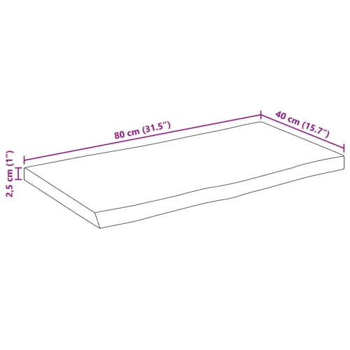 Stolna ploča sa živi rub 80x40x2,5 cm masivno grubo drvo manga - Grubo drvo manga (prirodno) 80 x 40 cm 25 mm Cijena