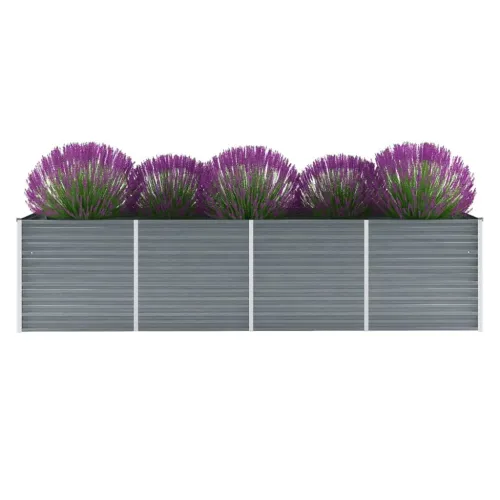Vrtna sadilica od pocinčanog čelika 320 x 80 x 77 cm siva  - Siva 320 x 80 x 77 cm 1 Cijena