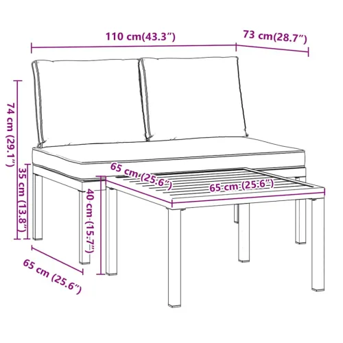 Vrtna garnitura - 2-dijelni set vrtnih sofa s jastucima crni aluminijski Cijena