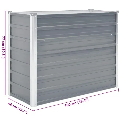 Vrtna sadilica od pocinčanog čelika 100 x 40 x 77 cm siva - 100 x 40 x 77 cm Cijena