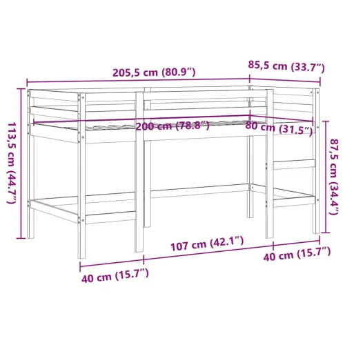Dječji krevet na kat s ljestvama voštanosmeđi 80x200cm borovina - Voštano smeđa 80 x 200 cm Cijena