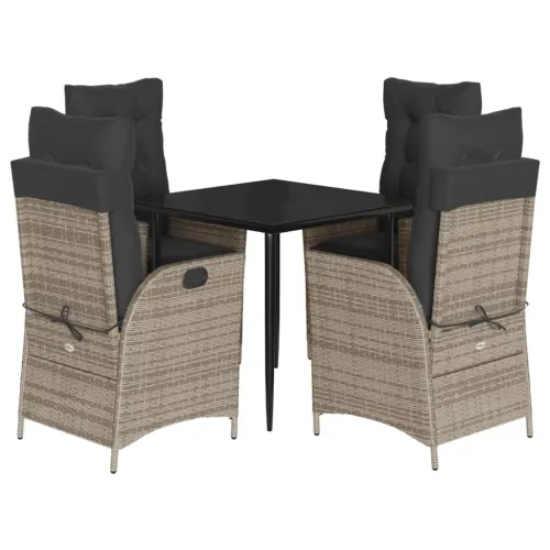 Vrtna garnitura - 5-dijelni vrtni blagovaonski set sivi od poliratana - 80 x 80 x 74 cm 4 Sa naslonom za noge Cijena