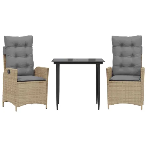 Vrtna garnitura - 3-dijelni vrtni blagovaonski set od poliratana s jastucima bež - 80 x 80 x 74 cm 2 Bez naslona za noge Cijena