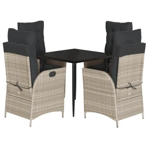 Vrtna garnitura - 5-dijelni vrtni blagovaonski set od poliratana s jastucima sivi - 80 x 80 x 74 cm 4 Bez naslona za noge Cijena