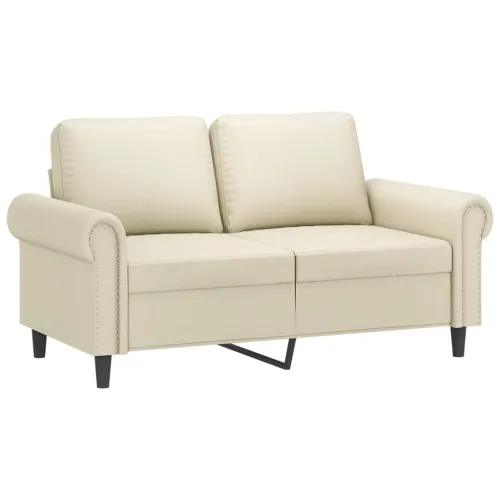 2-dijelni set sofa s jastucima krem od umjetne kože - Krema s jastučićima Cijena