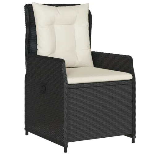 Vrtna garnitura - 3-dijelni vrtni blagovaonski set s jastucima od poliratana crni - Crna 80 x 80 x 74 cm 2 Cijena