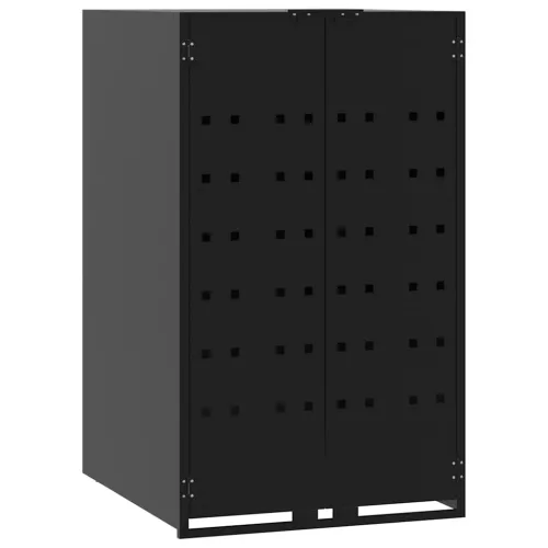 Spremište za 3 kante za otpad crno 207 x 79 x 117 cm čelično - Crna poklopac s plinskim podizanjem 3 1 Cijena