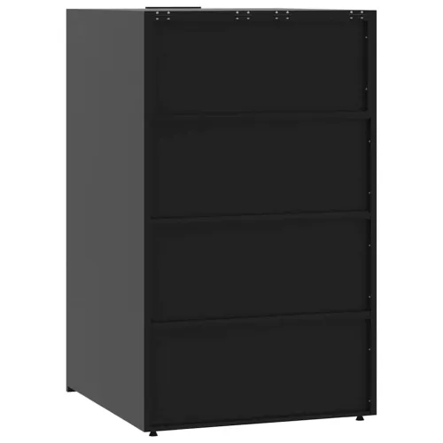 Spremište za 3 kante za otpad crno 207 x 79 x 117 cm čelično - Crna poklopac s plinskim podizanjem 3 1 Cijena