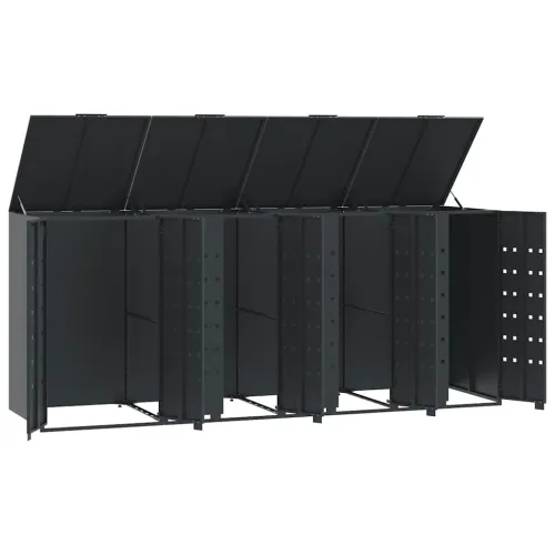 Spremište za 4 kante za otpad antracit 276x79x117 cm čelično - Antracit 4 poklopac s plinskim podizanjem Cijena