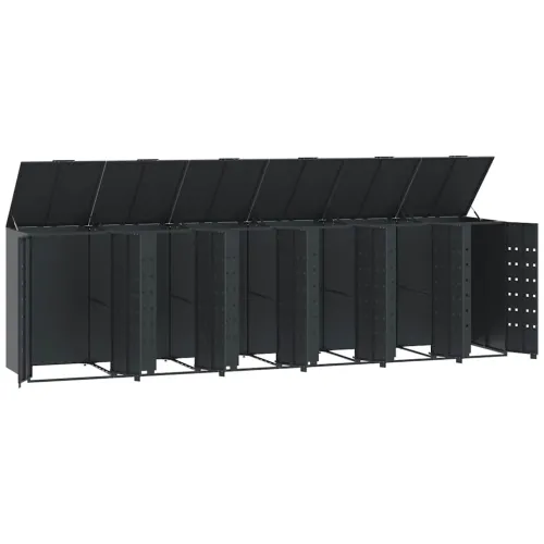 Spremište za 6 kante za otpad antracit 414x79x117 cm čelično - Antracit 6 poklopac s plinskim podizanjem Cijena