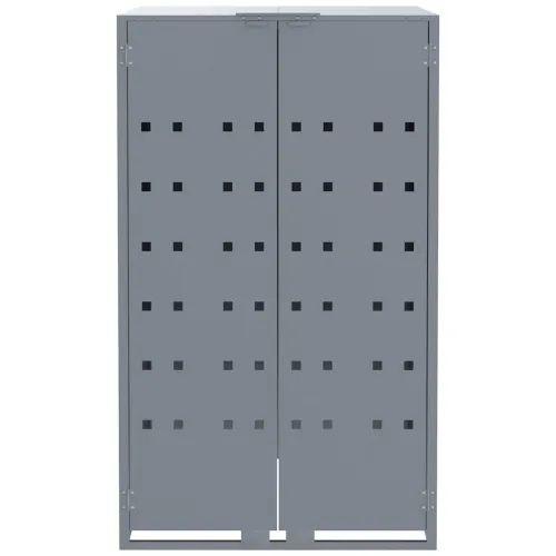 Spremište za kante za smeće - Spremište za 5 kante za otpad sivo 345x79x117 cm čelično - Siva 5 poklopac s plinskim podizanjem Cijena