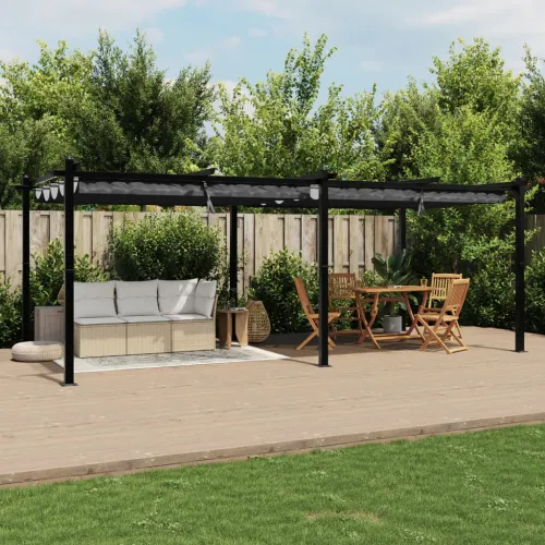 Vrtna sjenica s pomičnim krovom 3 x 6 m antracit aluminijska - Antracit Cijena