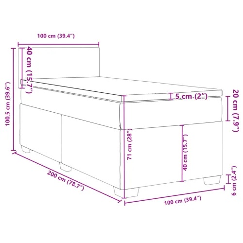 Box spring krevet s madracem crni 100x200 cm baršunasti - Crna 100 x 200 cm Gladak dizajn Cijena