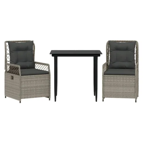 Vrtna garnitura - 3-dijelni vrtni blagovaonski set svjetlosivi od poliratana - Svjetlosiva 80 x 80 x 74 cm 2 Cijena
