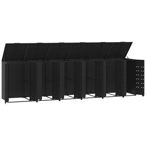Spremište za 6 kante za otpad crno 414x79x117 cm čelično - Crna 6 poklopac s plinskim podizanjem Cijena