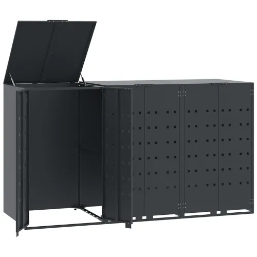 Spremište za 3 kante za otpad antracit 207x79x117 cm čelično - Antracit poklopac s plinskim podizanjem 3 1 Cijena