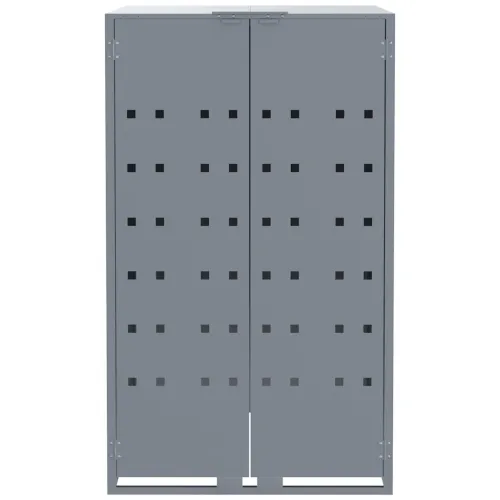 Spremište za kante za smeće - Spremište za 3 kante za otpad sivo 207x79x117 cm čelično - Siva 3 poklopac s plinskim podizanjem Cijena