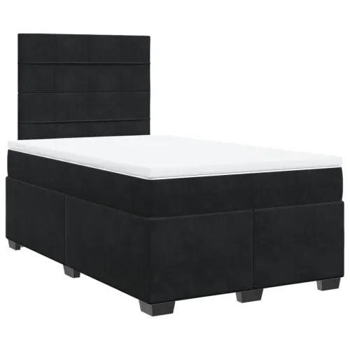 Box spring krevet s madracem crni 120 x 200 cm baršunasti - Crna 120 x 200 cm Blok s kvadratima Cijena