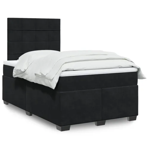 Box spring krevet s madracem crni 120 x 200 cm baršunasti - Crna 120 x 200 cm Blok s kvadratima Cijena