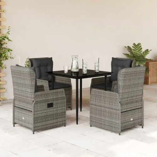 Vrtna garnitura - 5-dijelni vrtni blagovaonski set sivi od poliratana - Siva 80 x 80 x 74 cm 4 Cijena