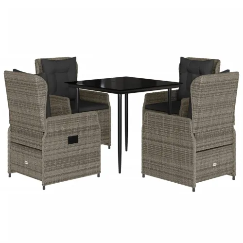 Vrtna garnitura - 5-dijelni vrtni blagovaonski set sivi od poliratana - Siva 80 x 80 x 74 cm 4 Cijena